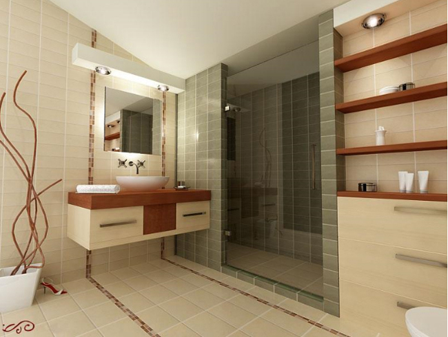 полки - отличный вариант полезных и одновременно украшающих ванну