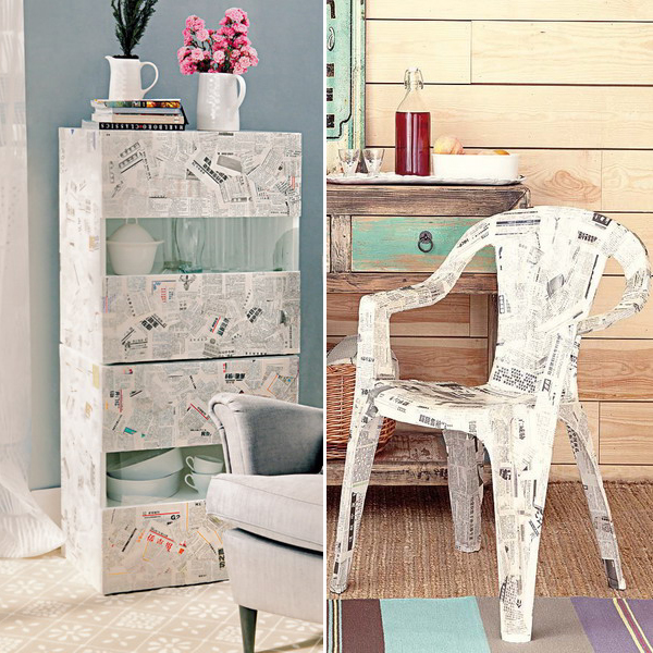 diy-decoupage-furniture-from-old-newspapers