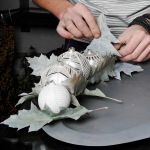 white-silver-christmas-floral-centerpiece-step2-4