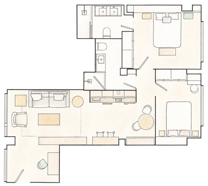 apartment-where live-two-women-with-clever-zoning-ideas-plan
