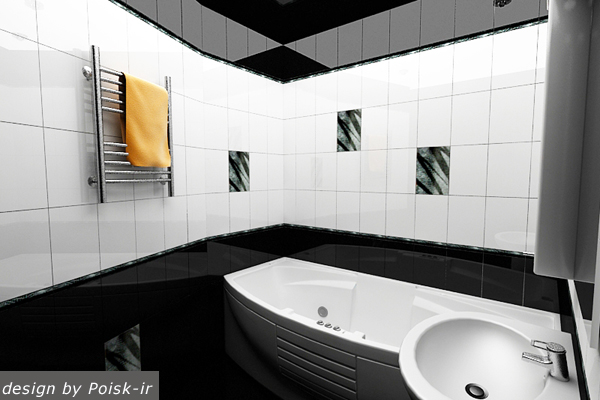 Дизайн ванных комнат в черной и красной плитке
